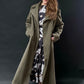 Vintage 90s Sandro Loden Green Wool Long Winter Pea Coat (16 or XL)