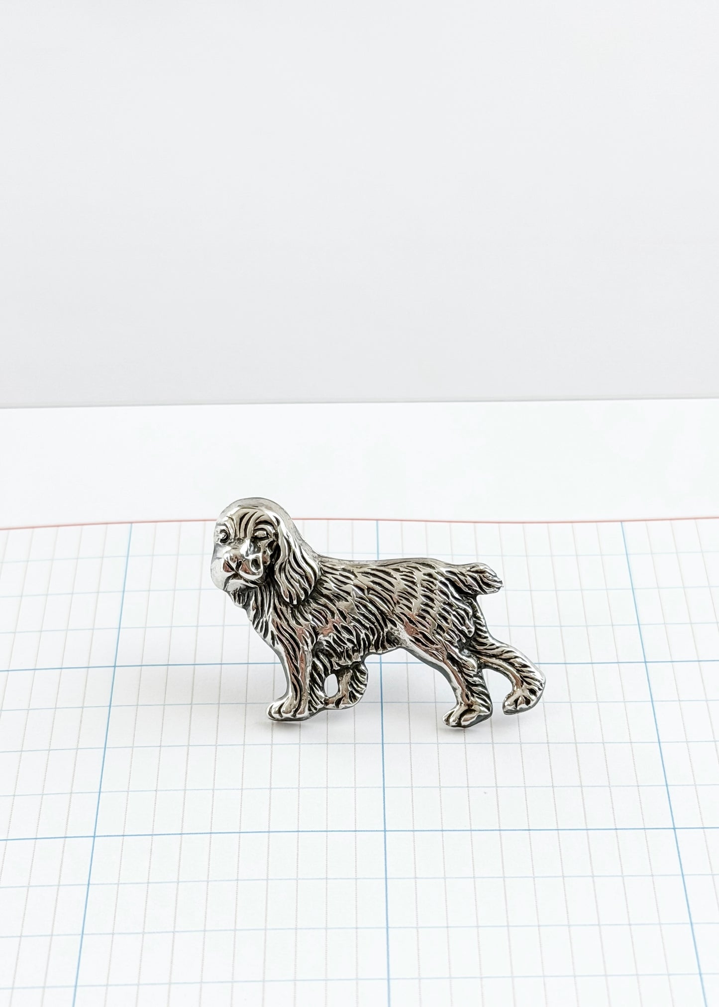 Vintage Beau Sterling Silver Spanial Dog Brooch | Mid-Century Animal Pin