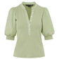 Veronica Beard Coralee Puff Sleeve Top in Dusty Sage Green (XL)