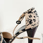 *Rare!* Vintage 2003 Chanel Black Cream D'orsay Print Round Toe Ankle Strap Heels (39)