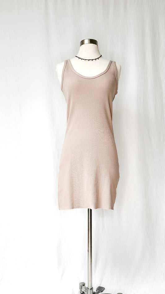 perfectwhitetee Blondie Dress in Tan Ribbed Cotton (S)
