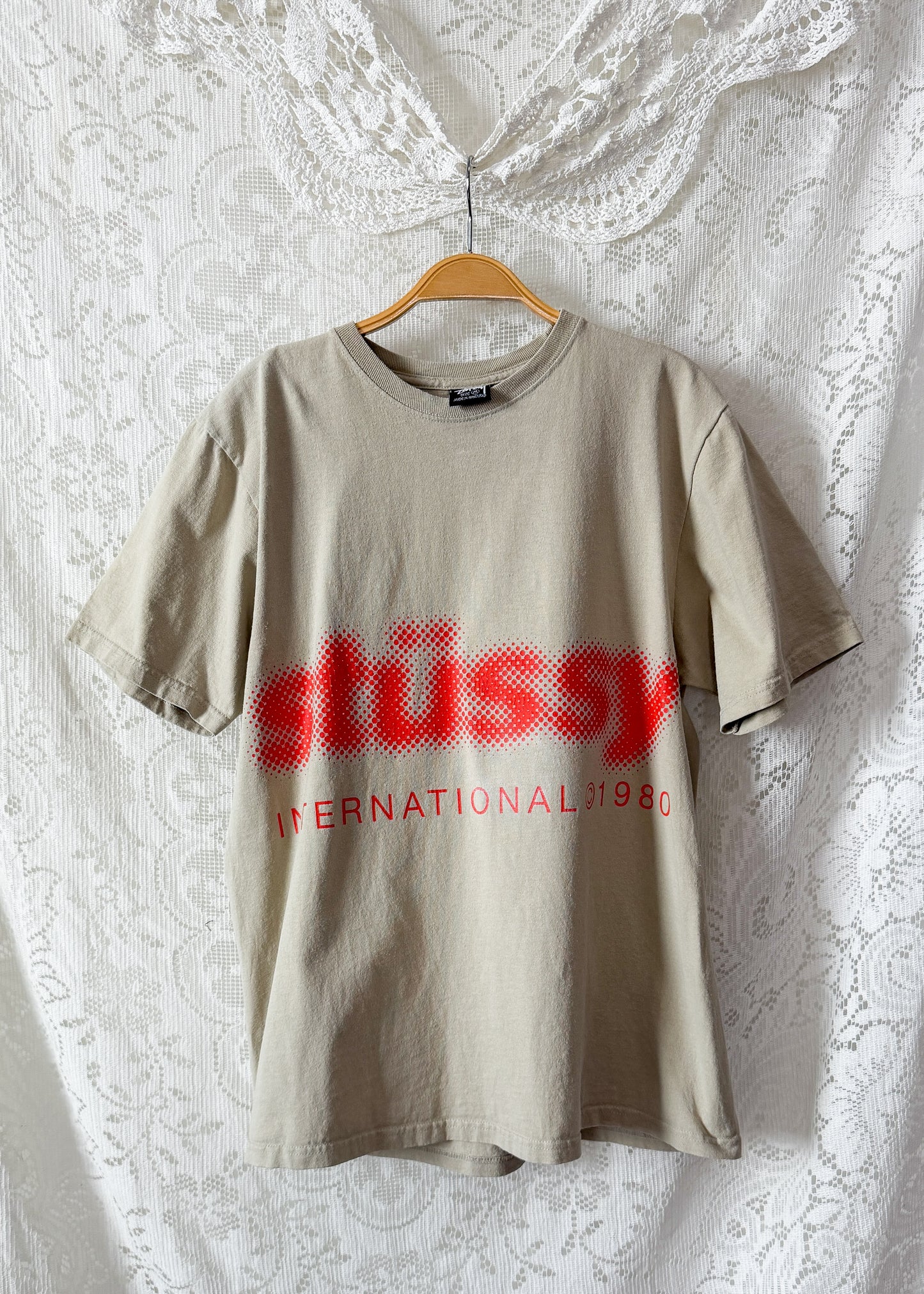 Stüssy Blur Tee in Khaki / Red Orange Graphic (M)