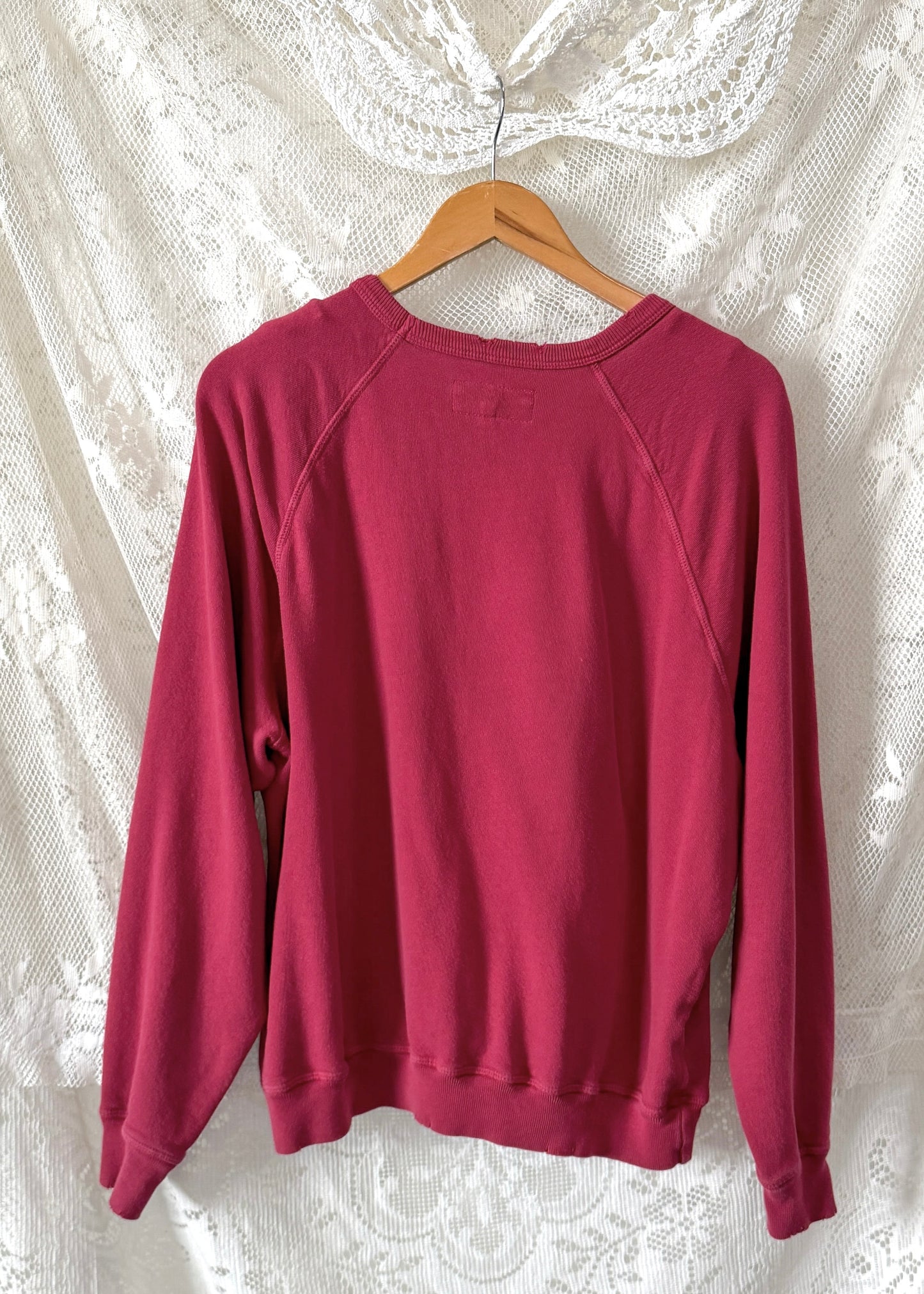 The GREAT College Crewneck Distressed Terry Cotton Sweatshirt (3 or L)