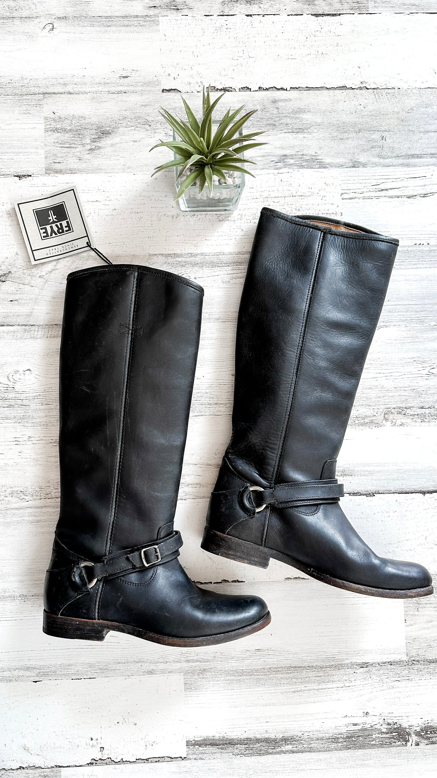 NWT FRYE Phillip Ring Tall Black Leather Boots (7.5)