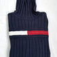 Vintage 2004 Tommy Hilfiger Womens Navy Cable Knit Flag Turtleneck Sweater