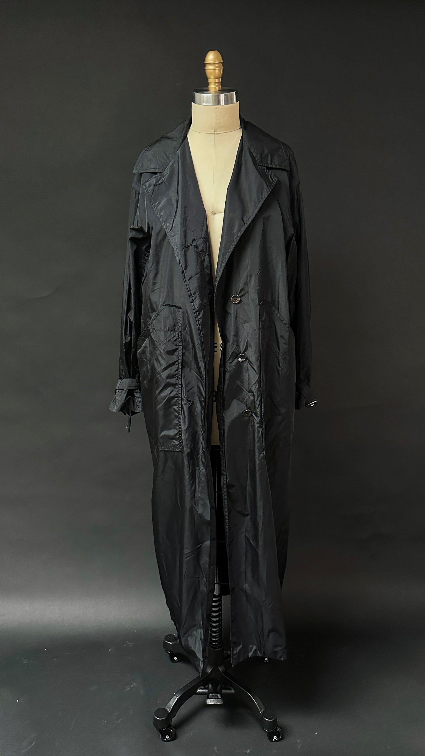 Jil Sander Black Nylon Light Weight Trench Coat Jacket (L)