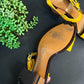 Fendi Yellow Leather Sandals Block Heels (39 or 8.5)