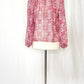 Anthropologie Let Me Be Pink with Silver Gold Print Boho Top (S/M)