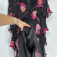 Vintage Russell Trusso Black Silk Embellished Tiered Dress (L/XL)