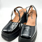 NEW Free People Double Stack Platform Patent Leather Ankle Strap Heels (38.5 or 8.5)