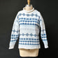 Vintage 90s Nuovo Country Seat Ivory & Blue Knit Pullover Sweater (S/M)