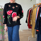Vintage 60s 70s Mr. Thompson, Please! 100% Virgin Wool Hand Knit Floral Top (M)