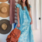Vintage 70s Liberty House Hawaii Blue Tropical Floral Muumuu Maxi Dress l Hostess Gown (S/M)