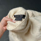 4-Ply Cashmere Cream Cable Knit Turtle Neck Sweater (L)