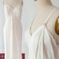 Vintage 80s Komar Cream Slip Dress Full Length (L)