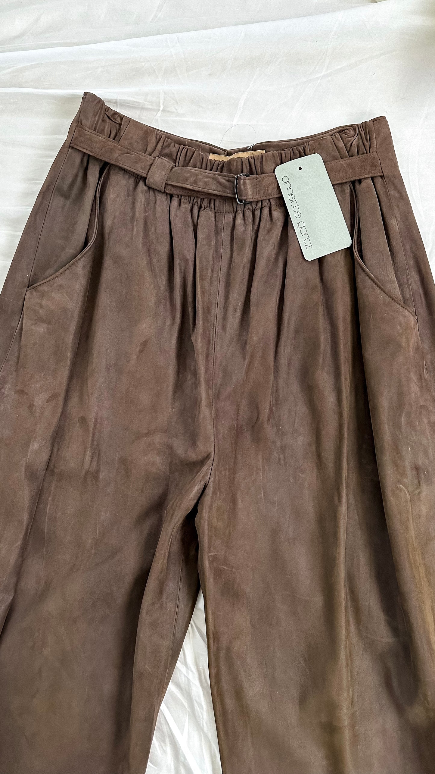 NEW Annette Görtz Brown Suede Wide Leg Pants (EU 40 or 8)