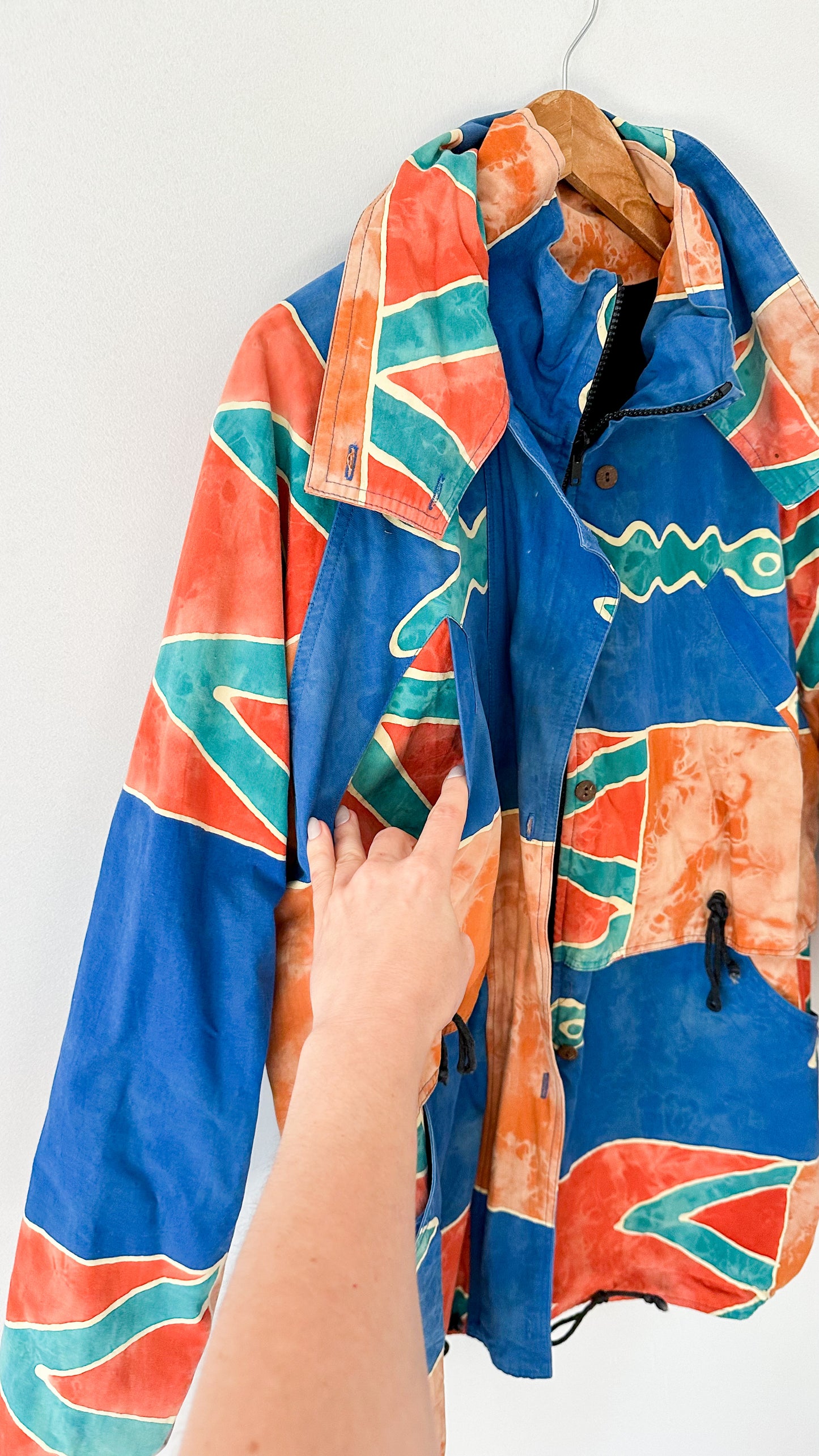 Vintage 90s Azure Geometric Cocoon Jacket (XL)