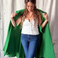 Vintage 60s Higbee's Cleveland Kelly Green Bouclé Cape Coat
