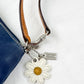 Coach Navy & White Small Purse Wristlet with Daisy Charm Keychain