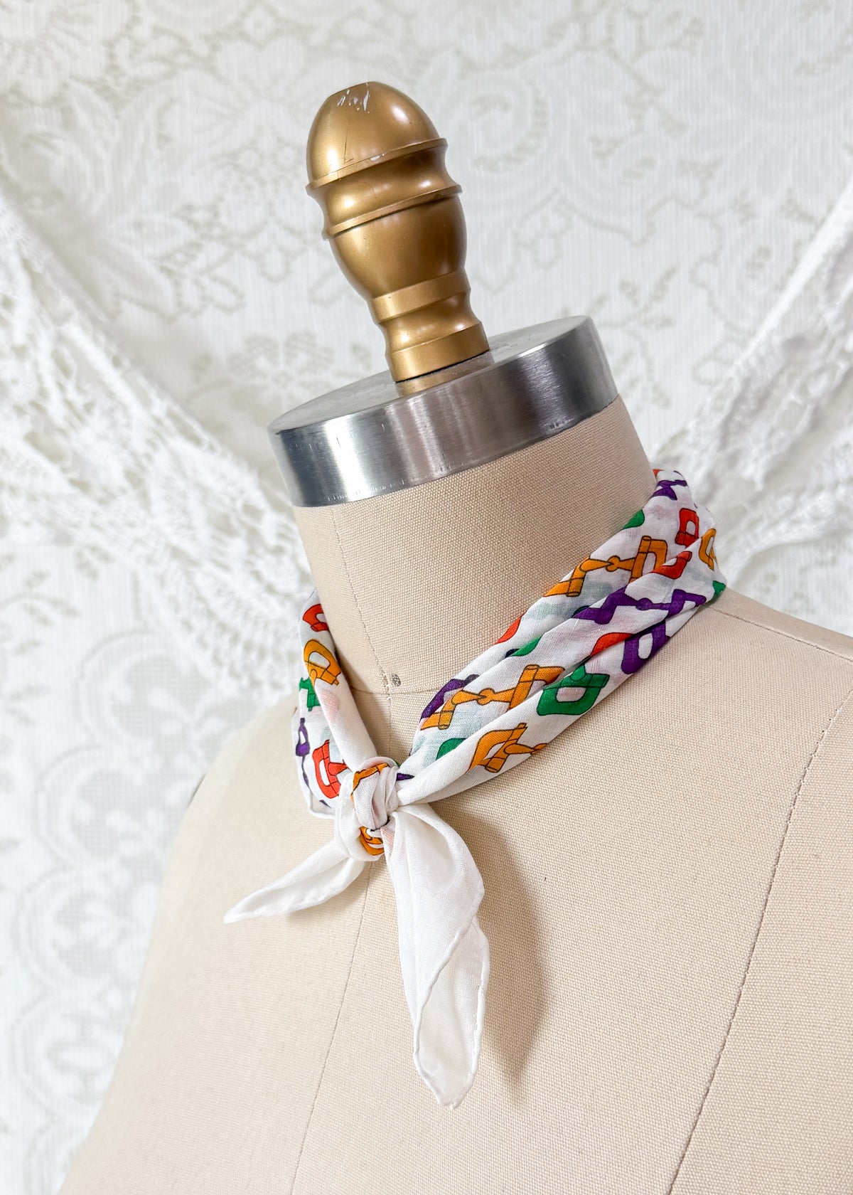 Vintage Gucci Horsebit Cotton Handkerchief Scarf