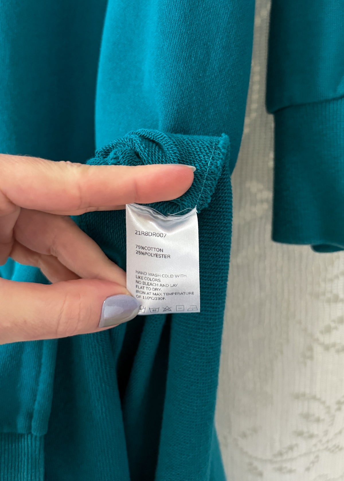 Nap Loungewear Pullover Hoodie Dress in Teal Blue (M)