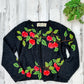 Design Options by Philip and Jane Gordon Black Apple Embroidered Cardigan (M)