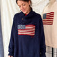 Polo Ralph Lauren RL67 American Flag Linen Cotton Shawl Collar Sweater Navy