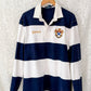 Vintage 90s 00s Polo Ralph Lauren Navy White Striped Crest Rugby Shirt (XL)