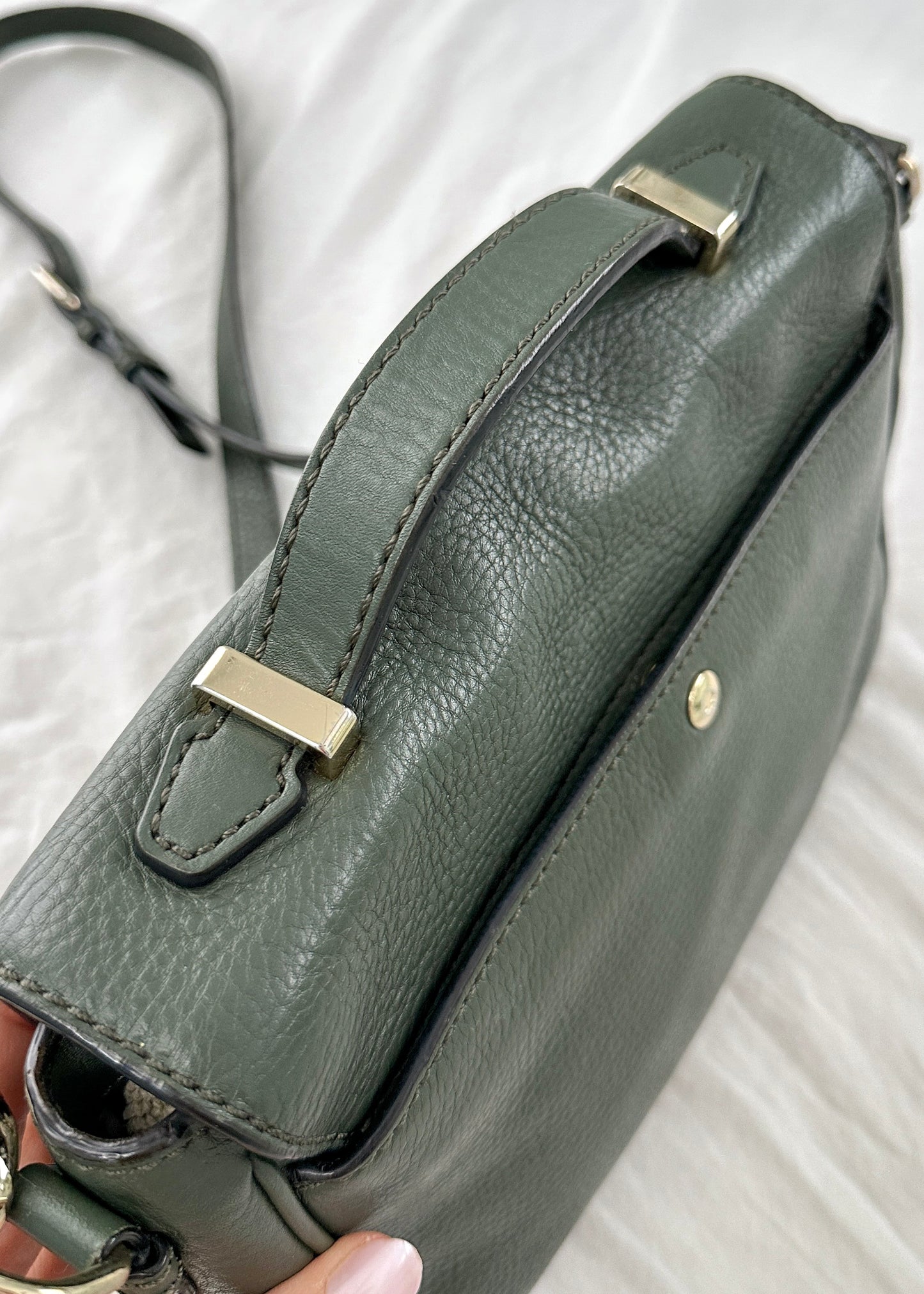 Kate Spade Lola Avenue Lia Dark Green Loden Satchel Purse