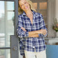 Frank & Eileen Italian Cotton Blue Plaid Relaxed Button Down Top (M)