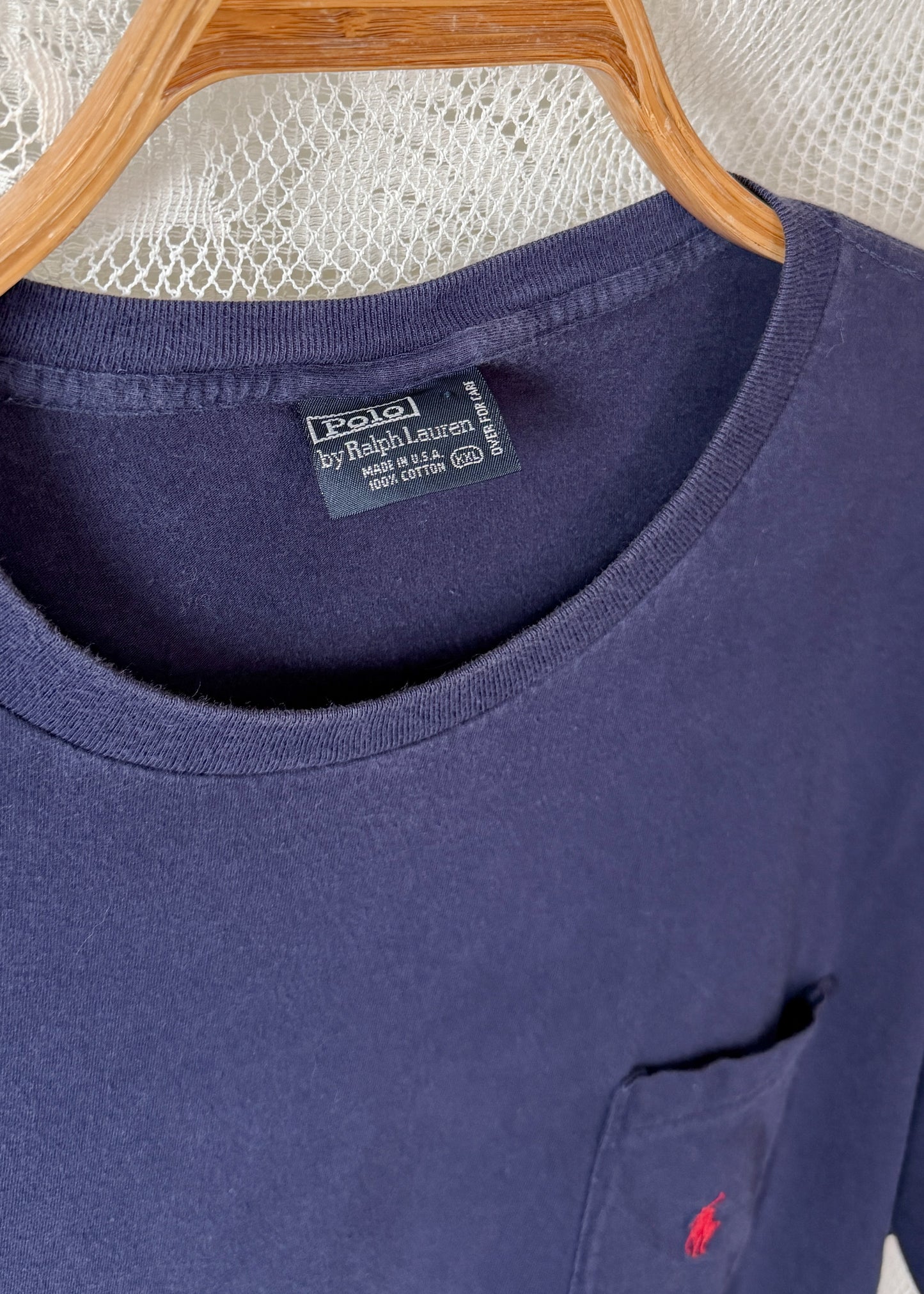 Vintage 90s Navy Crewneck Pocket T-Shirt (men's XXL)