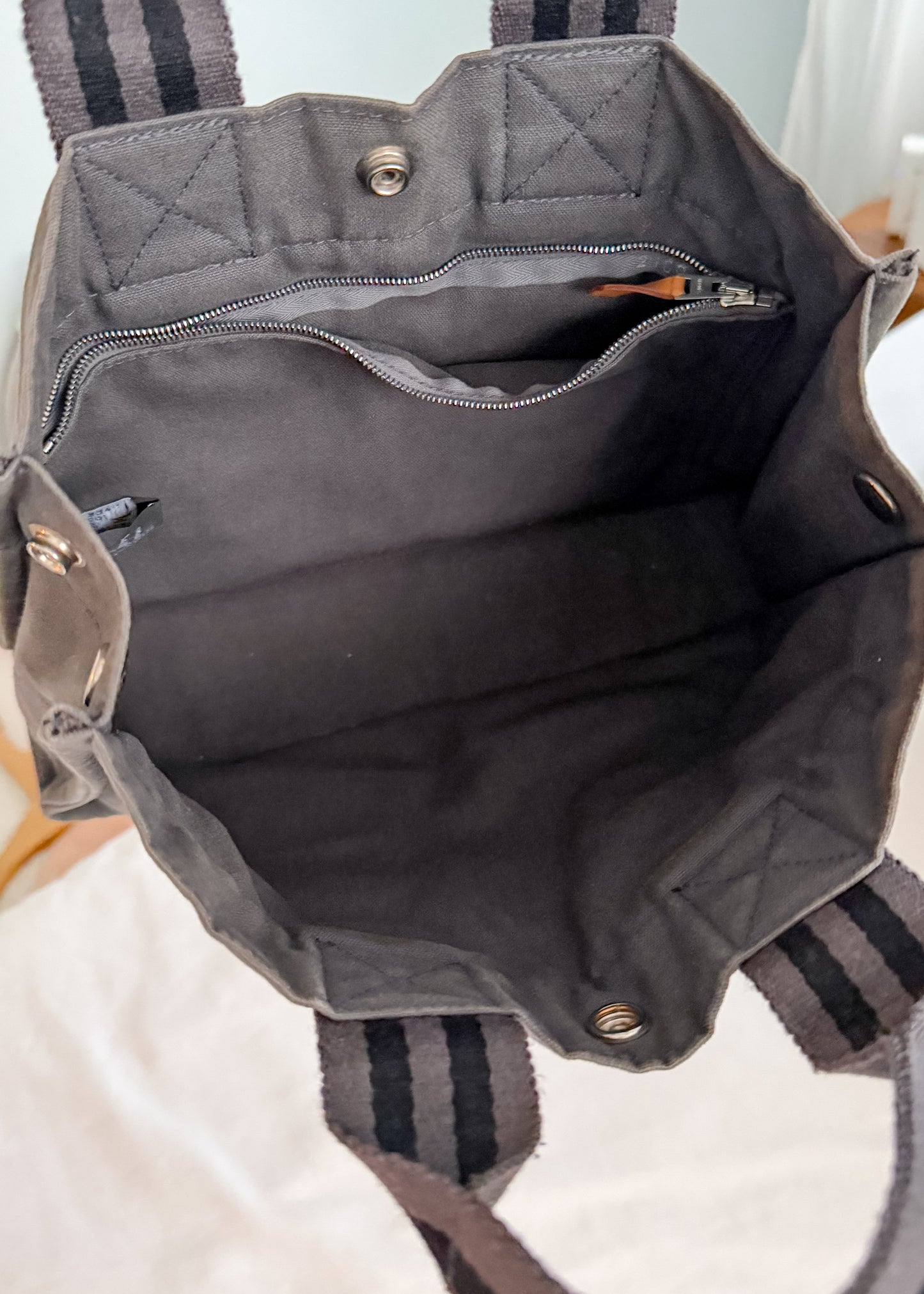 Hermès Fourre Tout Tote Canvas Bag in Graphite Gray