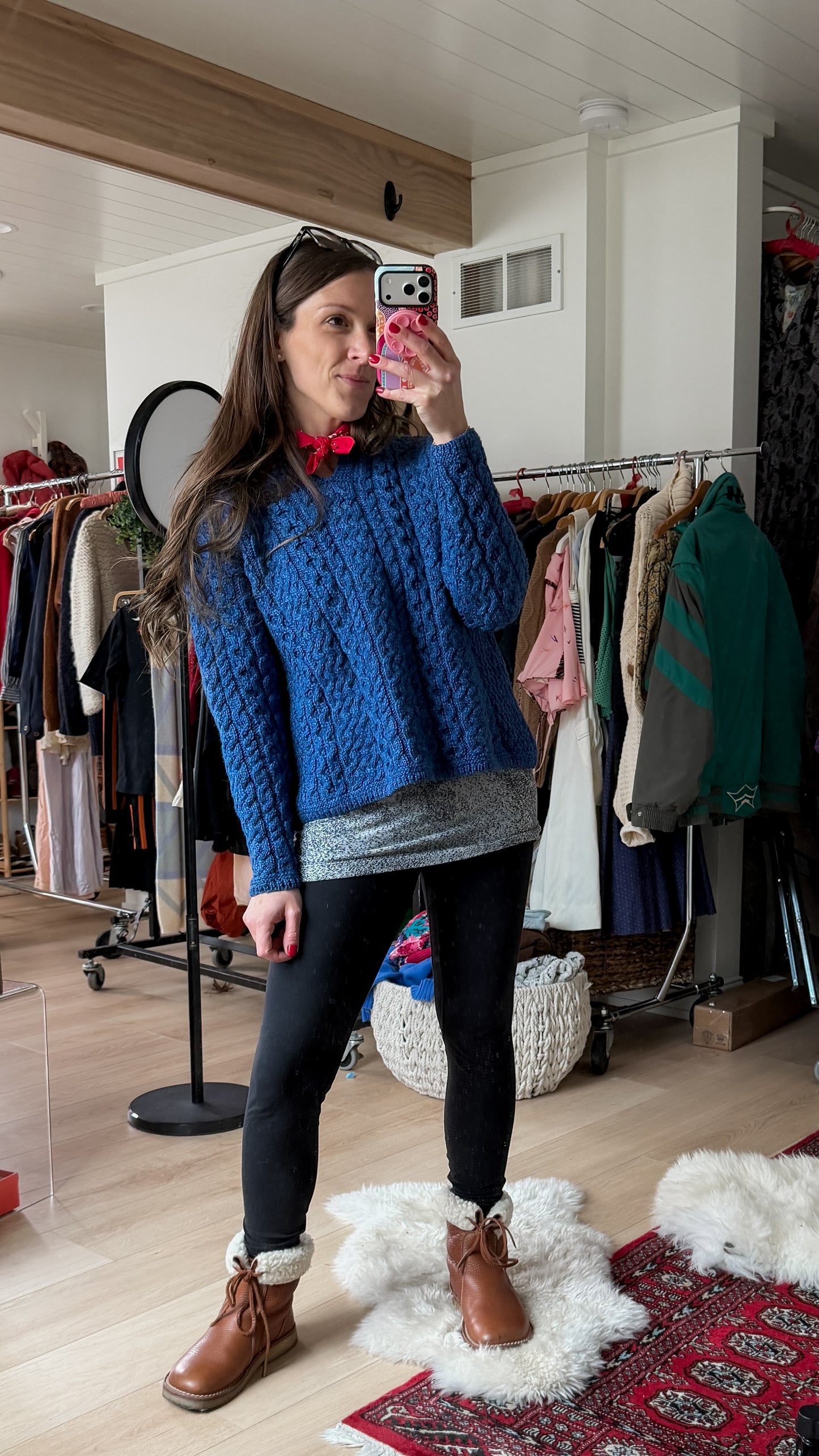 Vintage Cladyknit Women's Fishermen Blue Irish Merino Wool Sweater