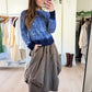 Altuzarra Blue Navy Hand Dyed 100% Silk Ribbon Knit Top (XS/S)