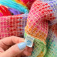 Vintage 60s Jack Winter Rainbow Crochet Mini Fringe Hem Dress (M)