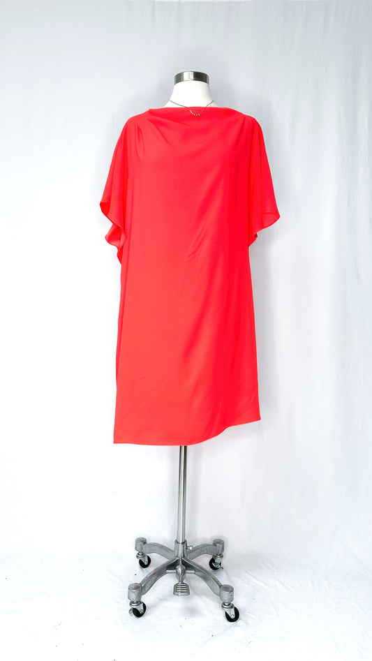 Trina Turk Bright Coral Promising Asymmetric Sheath Dress (XL)