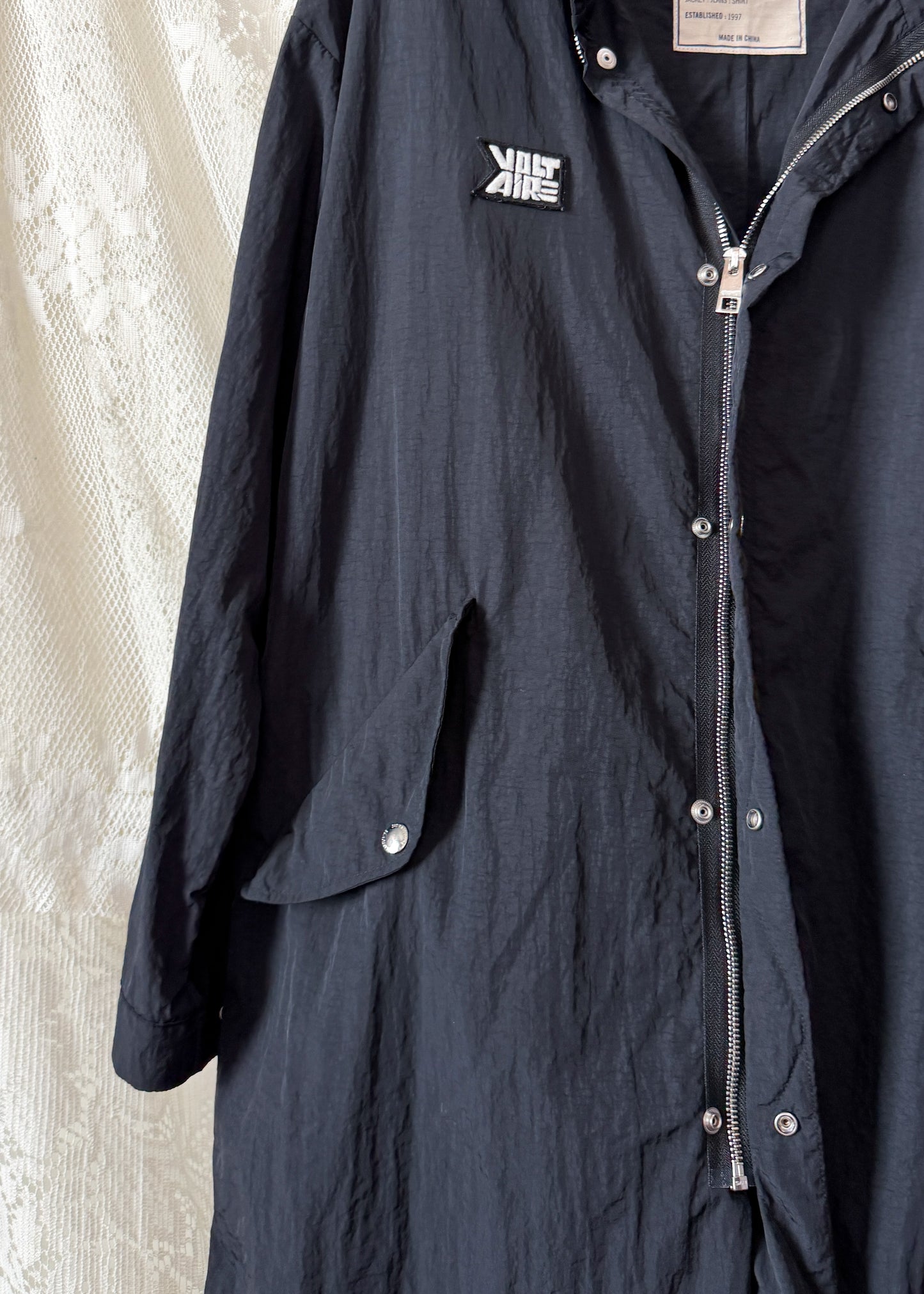 Zadig & Voltaire Black Long Kaze Nylon Parka Jacket