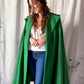 Vintage 60s Higbee's Cleveland Kelly Green Bouclé Cape Coat