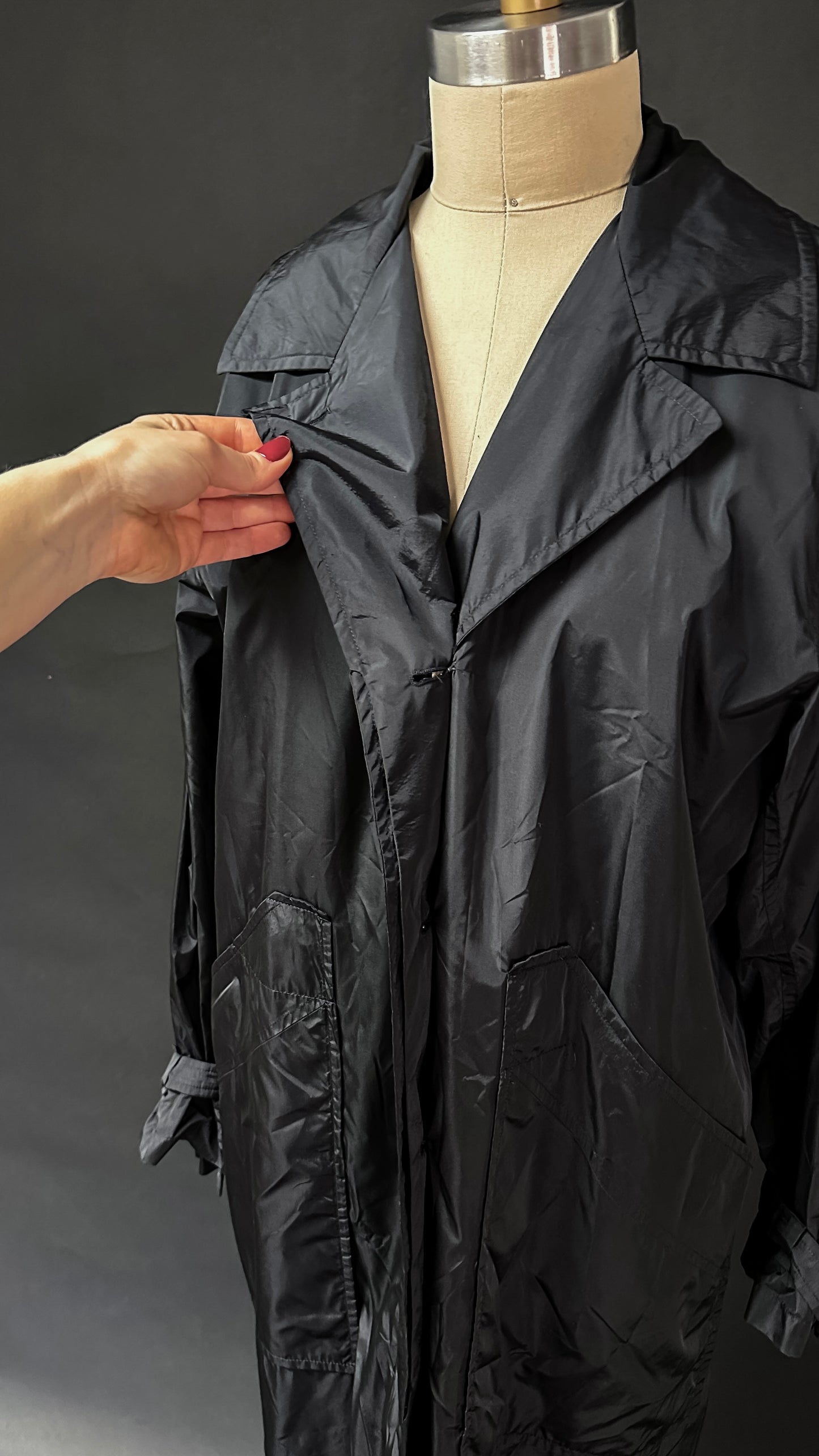 Jil Sander Black Nylon Light Weight Trench Coat Jacket (L)