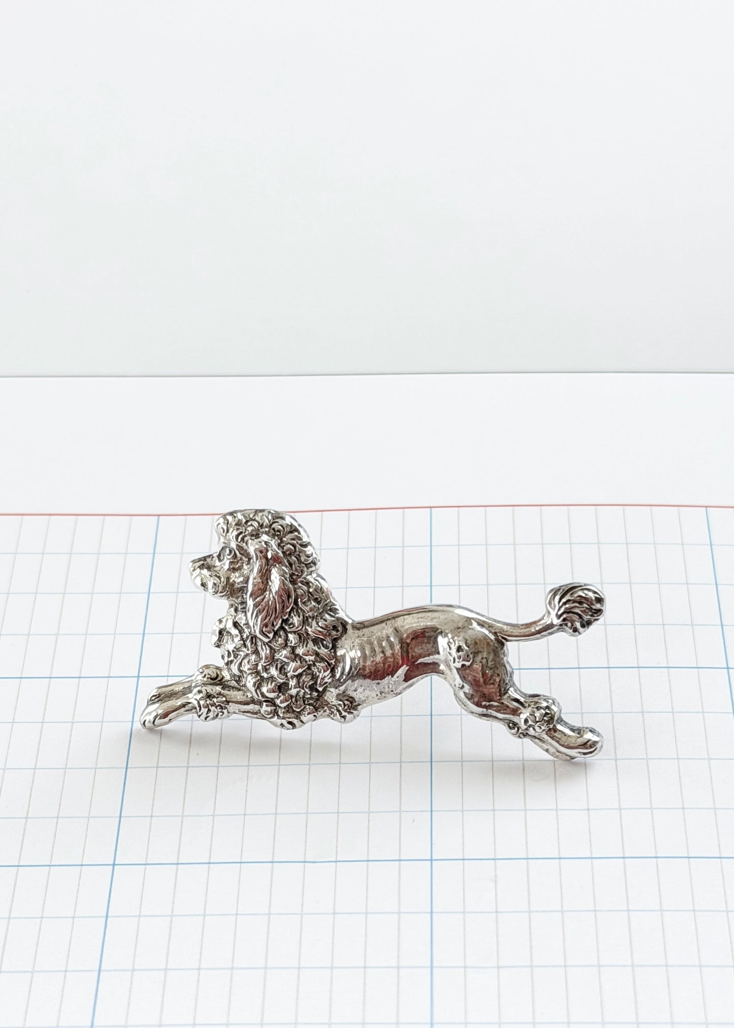 Vintage Beau Sterling Silver Standard Poodle Dog Brooch  Mid-Century Animal Pin