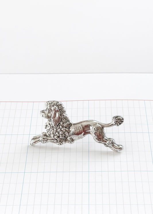 Vintage Beau Sterling Silver Standard Poodle Dog Brooch  Mid-Century Animal Pin