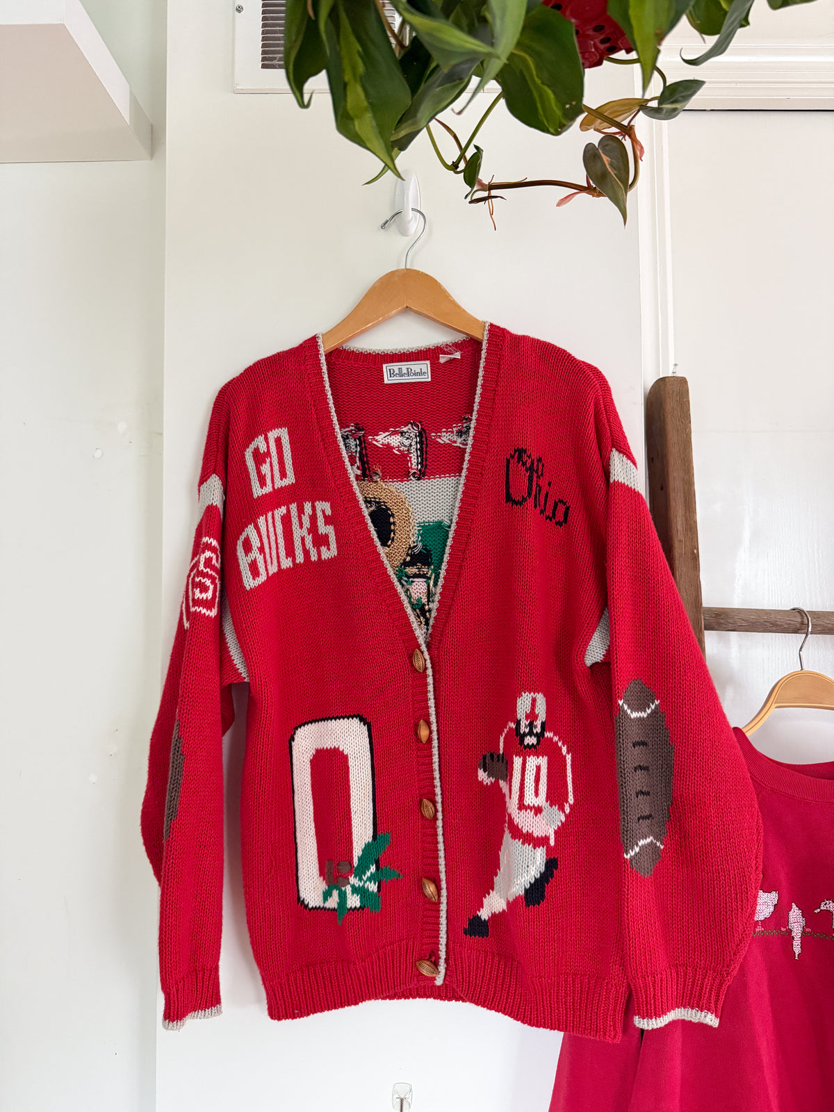 RARE Vintage 90s Belle Pointe Ohio State University Football Sloopy Knit Cardigan