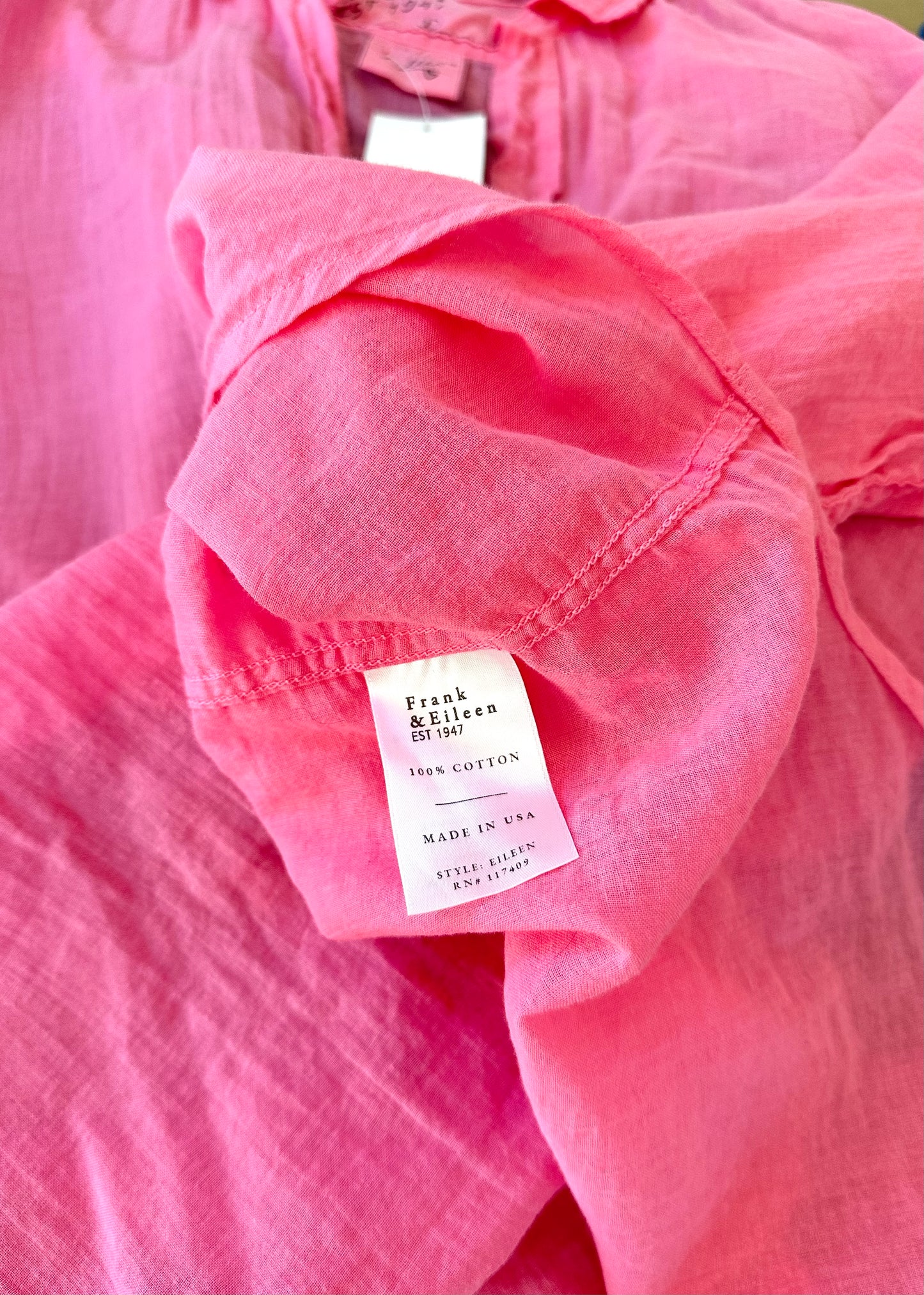 NEW Frank & Eileen Featherweight Pink Cotton Button Down Shirt (L)