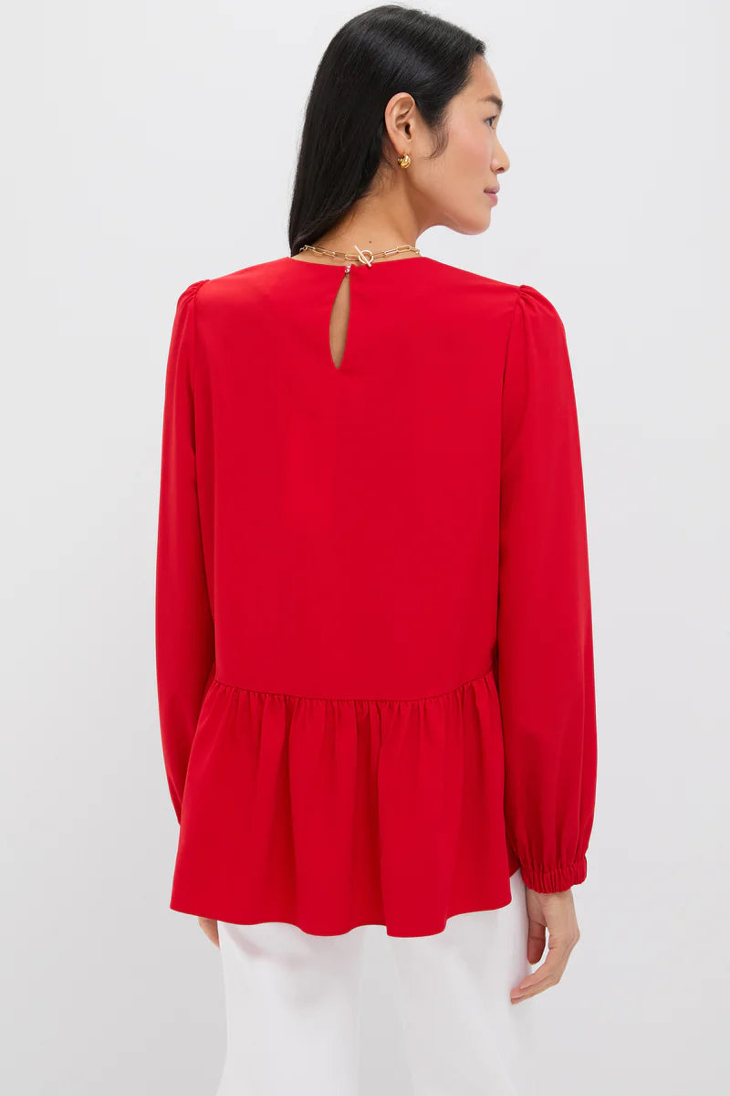 Pomander Place Truckernuck Red Carlota Peplum Blouse (M)