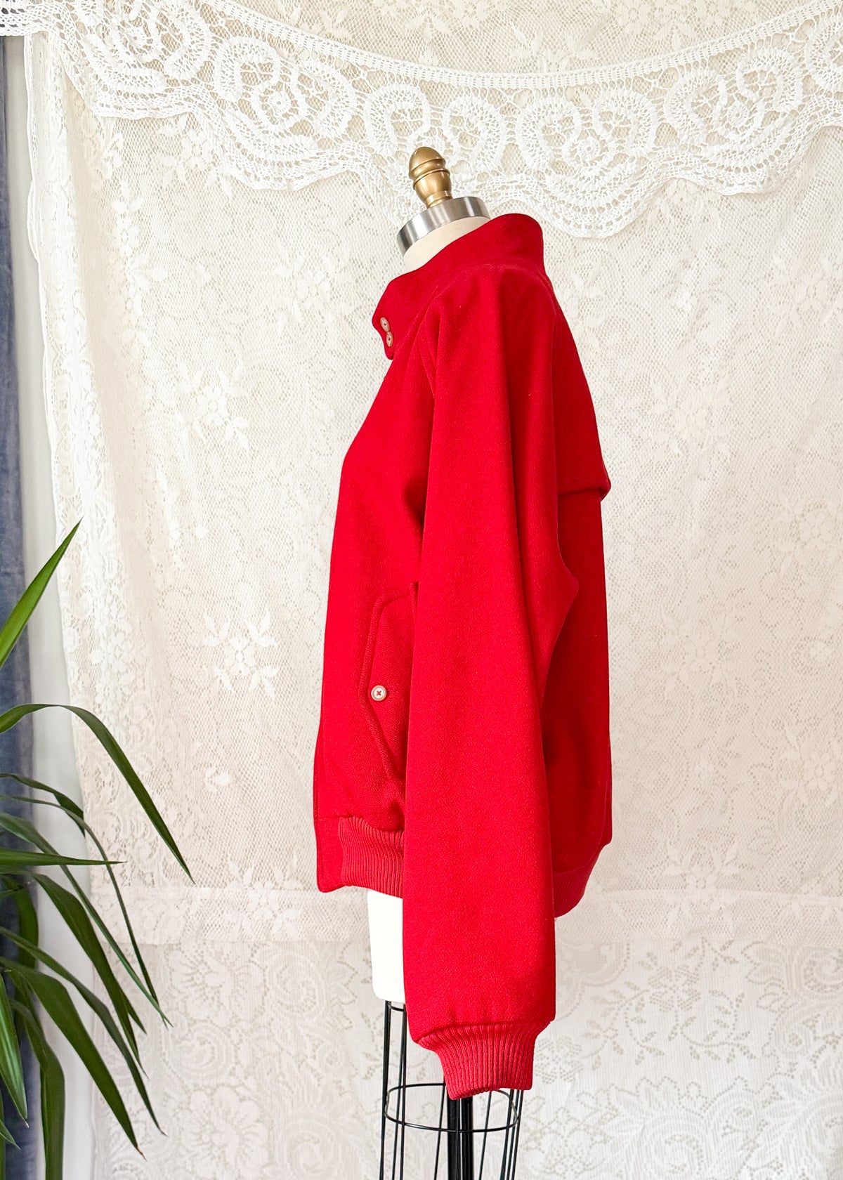 Vintage 90s Polo Ralph Lauren Red Wool Harrington Bomber Jacket