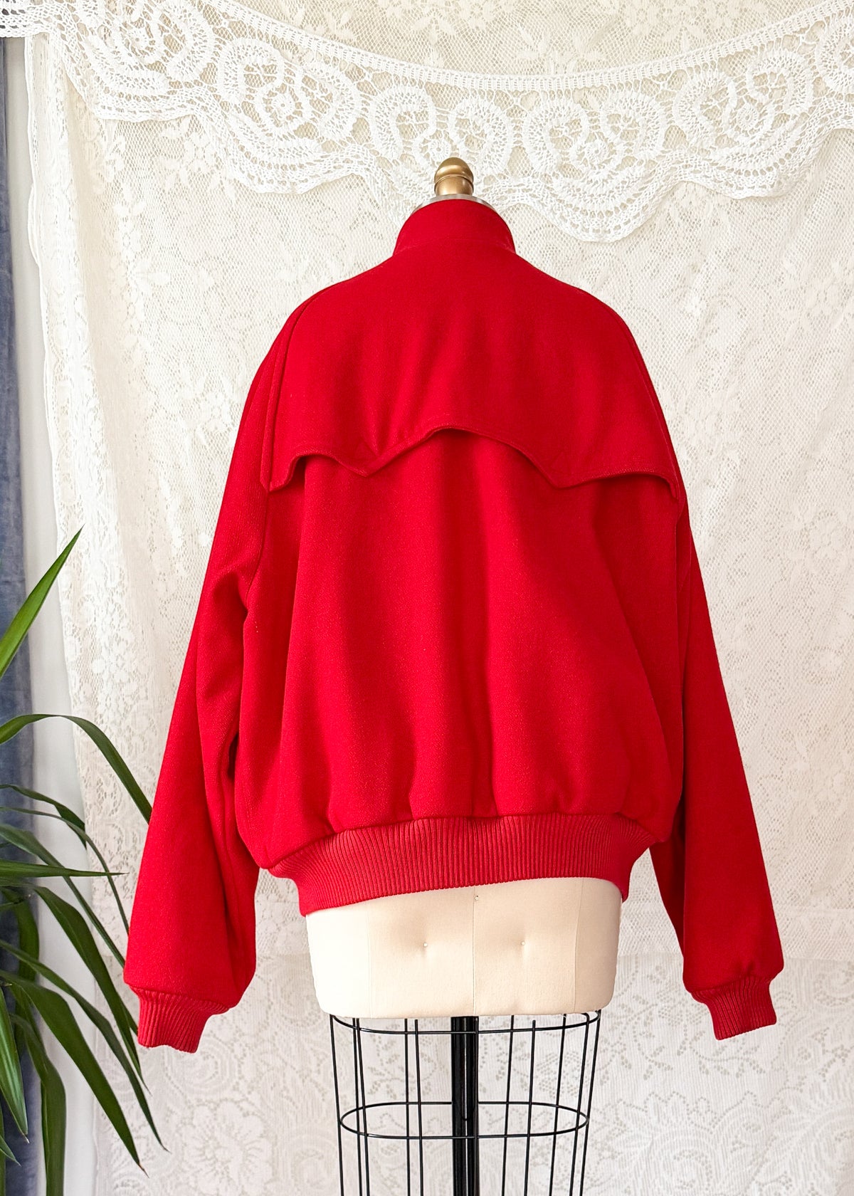 Vintage 90s Polo Ralph Lauren Red Wool Harrington Bomber Jacket