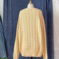 Vintage 90s Polo Ralph Lauren Cream Cable Knit Cotton V-Neck Crest Sweater