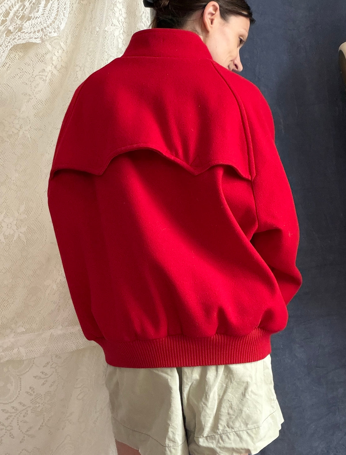Vintage 90s Polo Ralph Lauren Red Wool Harrington Bomber Jacket