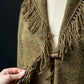 Susan Bristol Green Fringe Single Button Long Cardigan (M)