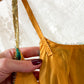 Vintage 60s / 70s Green & Gold Metallic Fringe Eyelash Tinsel Striped Mini Dress